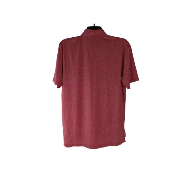 Turtleson Mens Polo Shirt Red Short Sleeve Geometric Stretch High Low Size M - Picture 2 of 11